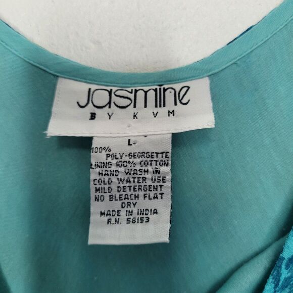 Vintage mixed animal print patchwork look tiered teal green quirky y2k dress L - Picture 3 of 5